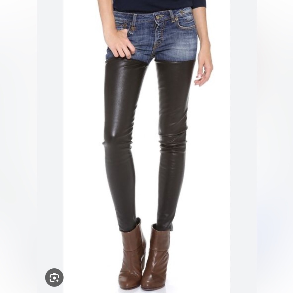 R13 leather chaps jeans